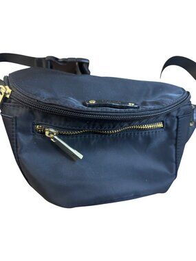Tutilo New York Nylon Waist Pack Belt Bag Black Fanny Pack Gold Hardware